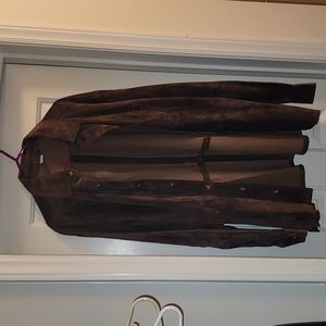 Orvis XL 100% brown suede leather shirt jacket